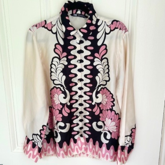 ZARA Satin Button up Blouse, Sz M - Picture 2 of 7